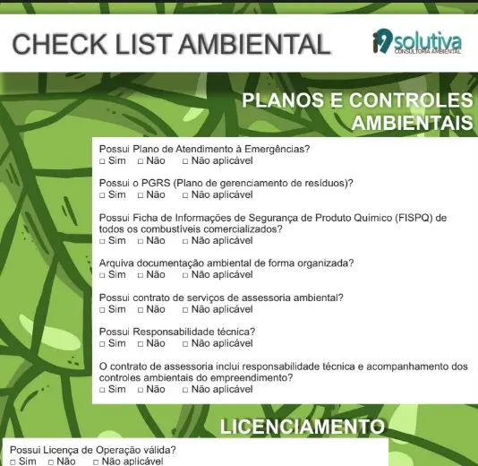 Check list Vistoria Ambiental